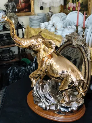 Elefante Baño Oro y Plata
