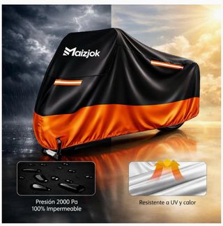 Funda Moto Maizjok Impermeable Naranja Negra