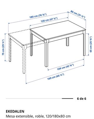 Mesa de comedor extensible EKEDALEN