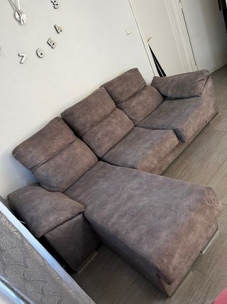 Sofá Chaiselongue Gris 3 Plazas en buen estado