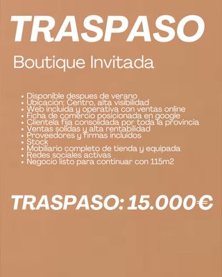 Traspaso Boutique Invitada 15.000€