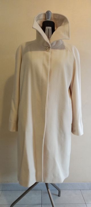 Cappotto Loden Vintage Anni '80 Lana Tg 50 Bianco