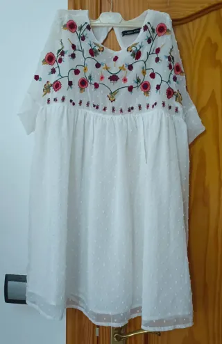 Vestido blanco bordado DERHY WOMAN talla única