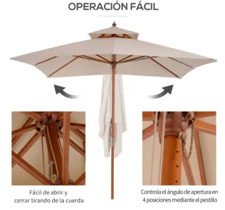 Sombrilla Jardín Doble Techo 3x3m