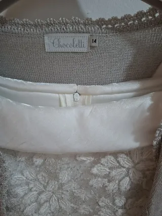 Vestido de Comunión Blanco y Plateado