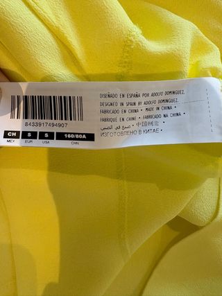 Camisa Adolfo Domínguez Talla S Amarilla