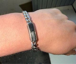 Pulsera Guess Hombre Negra y Plateada