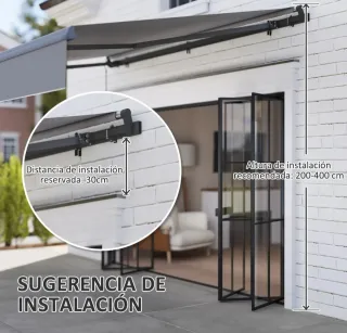 Toldo retráctil manual gris