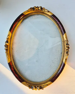 Cornice ovale Luigi XVI marrone/oro