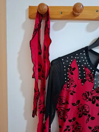 Maillot/Malla  patinaje artístico rojo flores