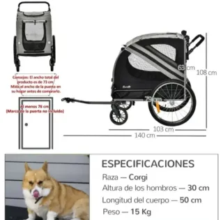 Remolque Mascotas para Paseo + Bicicleta