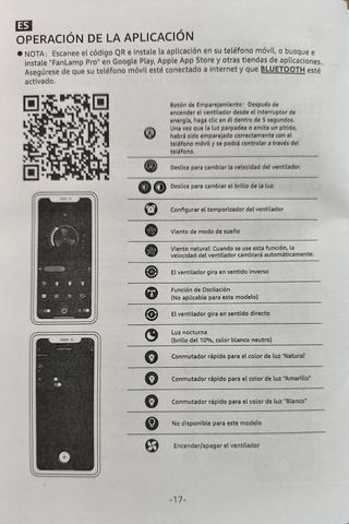 Ventilador techo, luz LED, mando distancia y App