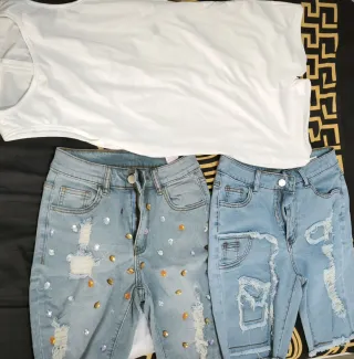 Conjunto Ropa Mujer: Top Blanco y Jeans