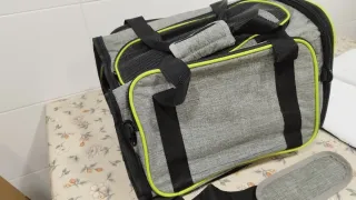 Transportín gato/perro pequeño gris y verde