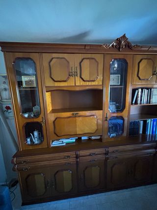 Mueble salón madera y cristal. Precio negociable.