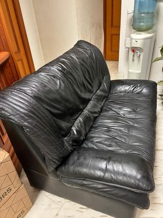 Sofá Negro 3 Plazas Piel