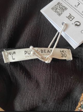 Vestido negro Pull&Bear bordado en talla L