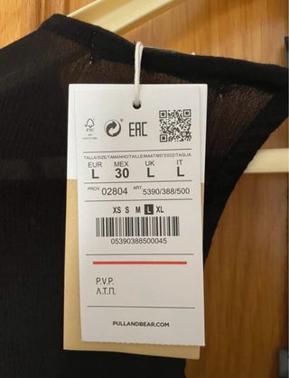 Vestido negro Pull&Bear bordado en talla L