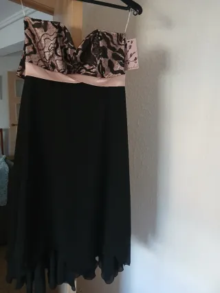 Vestido fiesta negro y rosa talla 38