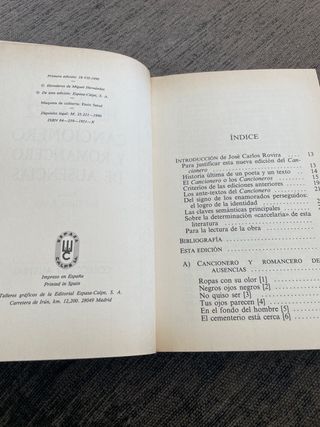 Miguel Hernandez Cancionero y romancero de ausenci