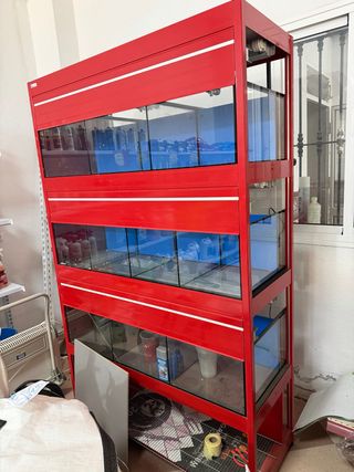 Mueble Acuario 4 Niveles Rojo