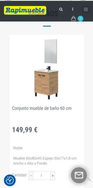 Conjunto Mueble Baño con lavabo y espejo