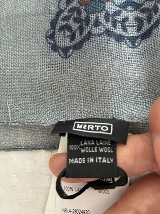 Foulard Mirto gris,azul, burdeos y dorado