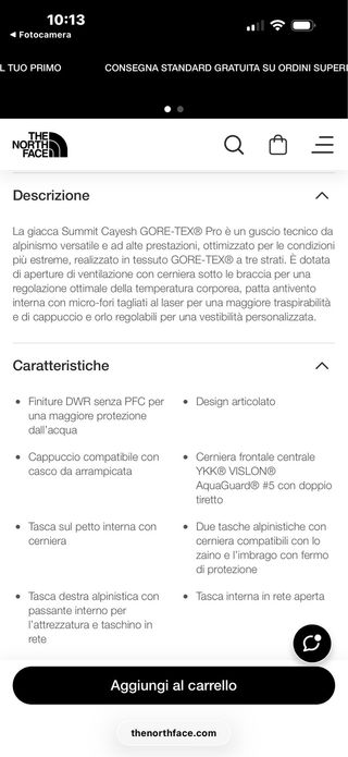 Giubbotto The North Face Nero Gore-Tex