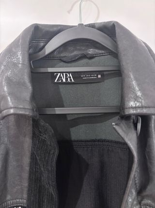 Sobrecamisa Zara Negra Piel y Pana