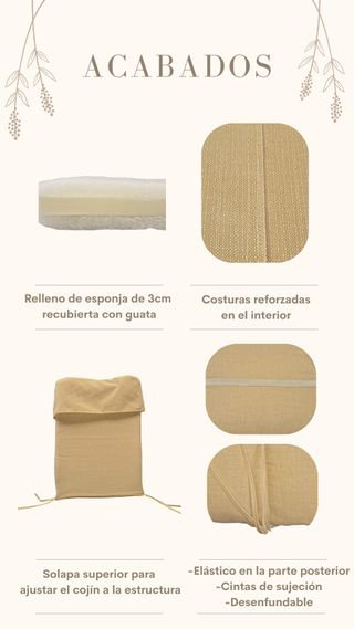 Cojin tumbona 180x50. Crudo