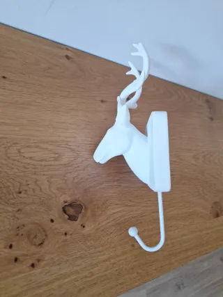 Perchero Cabeza de Ciervo Blanco