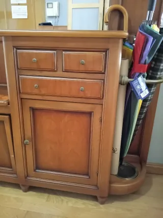 Recibidor entrada cerezo espejo, paragüero, zapat