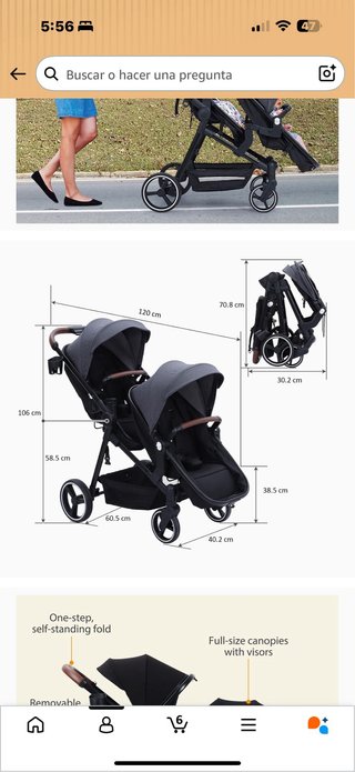 Carrito gemelar negro