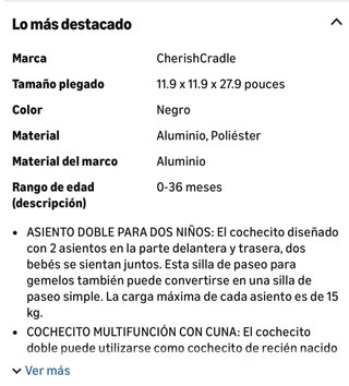Carrito gemelar negro