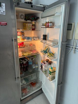 Frigorífico y congelador vertical color plata