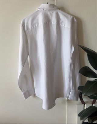 Camisa Zara Man Blanca Lino talla S