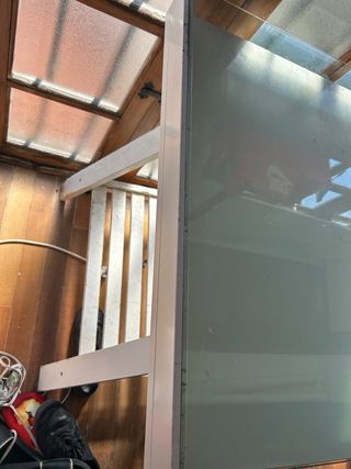 Escritorio madera y cristal doble fondo y altura