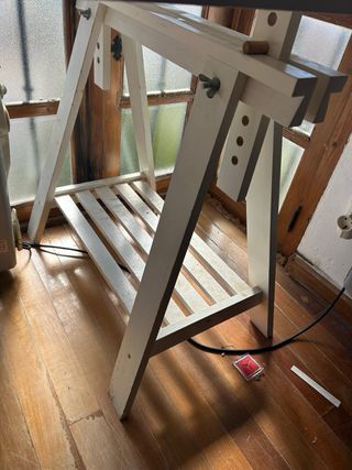 Escritorio madera y cristal doble fondo y altura