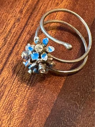 Anello vintage argento, smalti e zirconi