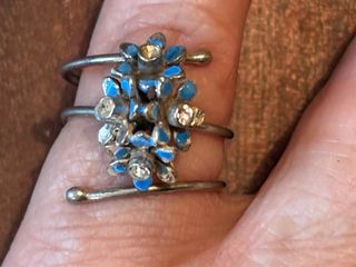 Anello vintage argento, smalti e zirconi