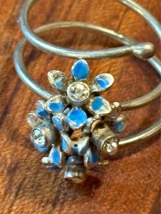 Anello vintage argento, smalti e zirconi