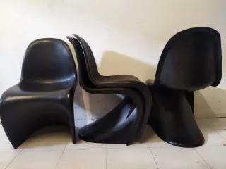 6 Sillas Verner Panton Negras Plástico