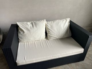 Conjunto Sofás Ratan Exterior Negro y Blanco