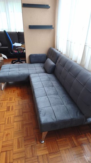 Sofá chaise longue gris