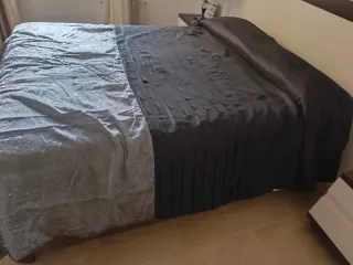 Colcha Cama 150 Negra y Plata 265x240