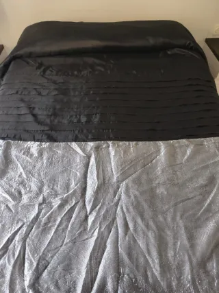 Colcha Cama 150 Negra y Plata 265x240