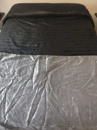 Colcha Cama 150 Negra y Plata 265x240