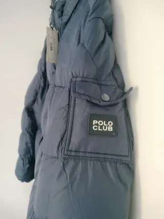 Abrigo Polo Club Azul Nuevo Con Capucha.