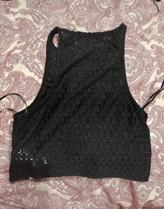 Top Pull&Bear Negro Encaje Talla S