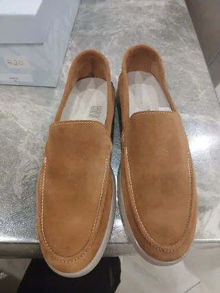 Mocassini camoscio marrone vera pelle